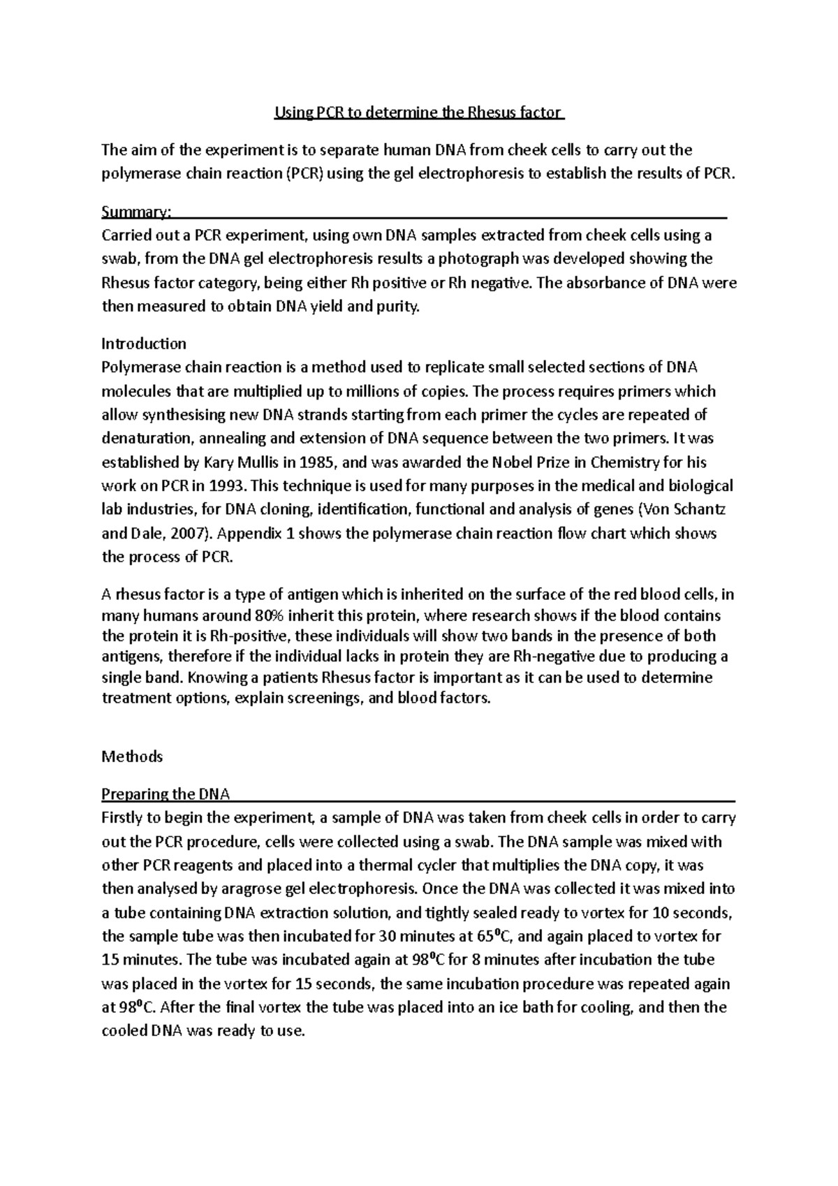 PCR - Revision notes - Using PCR to determine the Rhesus factor The aim ...