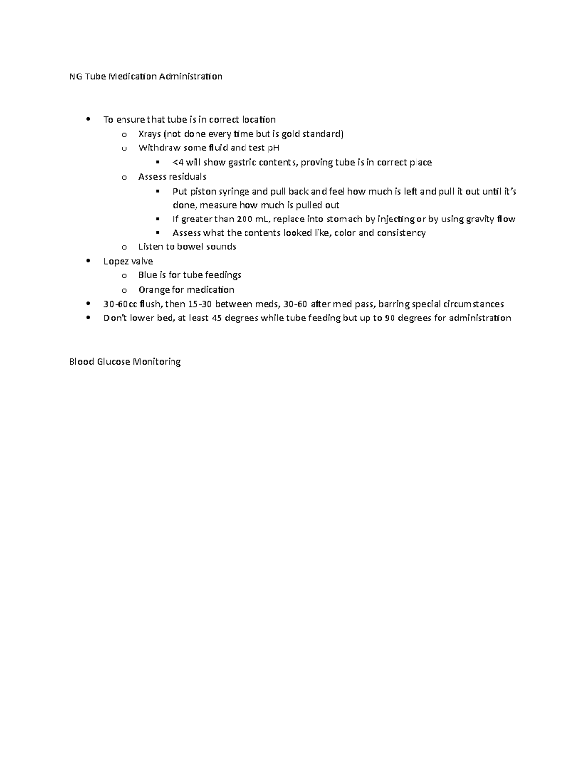 NG Tube Medication Administration Studocu