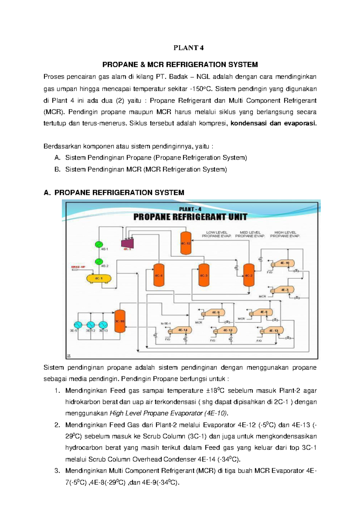 Propane and MCR Refrigeration System PT Badak PLANT 4 PROPANE & MCR