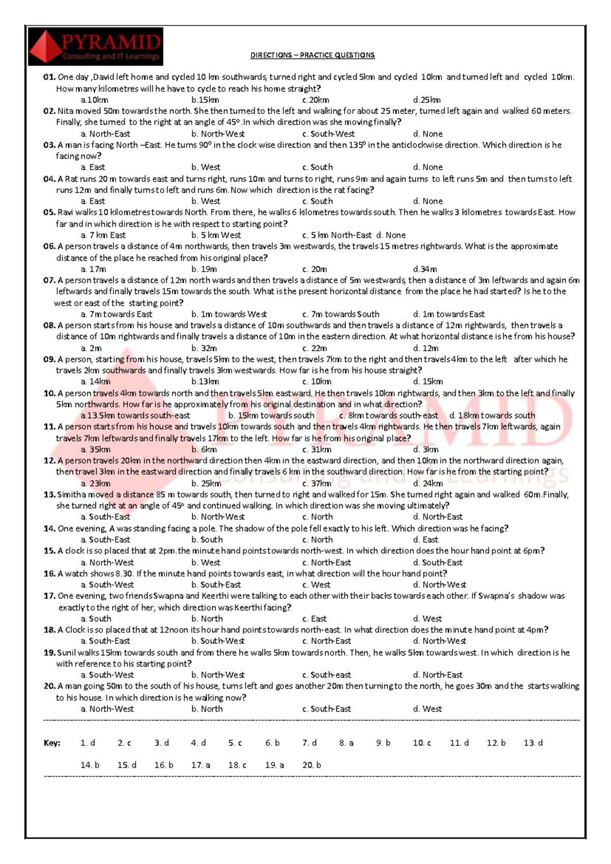 Directions - Practice sheet - Pyramid - DIRECTIONS – PRACTICE QUESTIONS ...