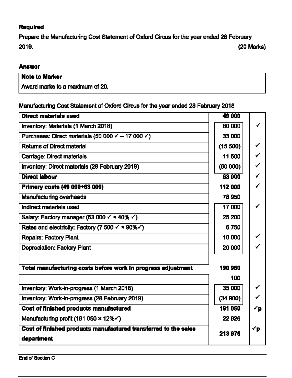 Manufacturing Q Solution - Required Prepare the Manufacturing Cost ...
