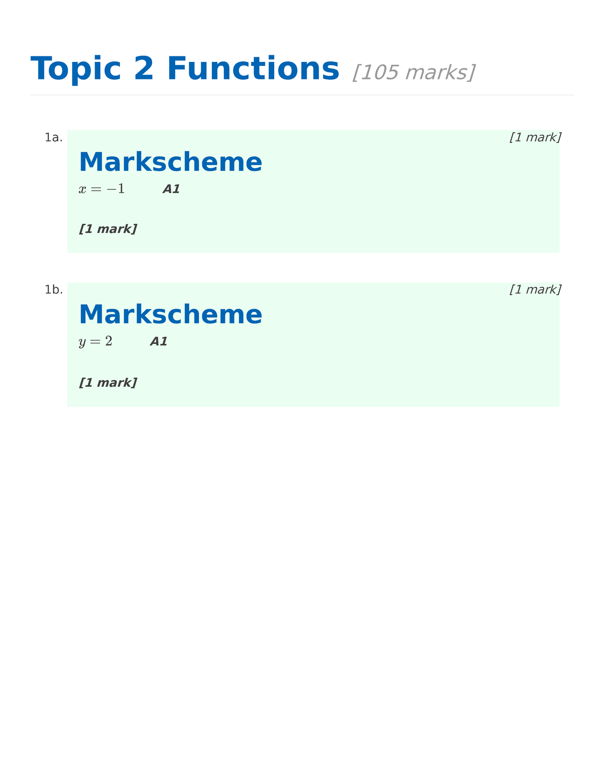 Topic 2 Functions Solutions - Topic 2 Functions [105 Marks] 1a ...