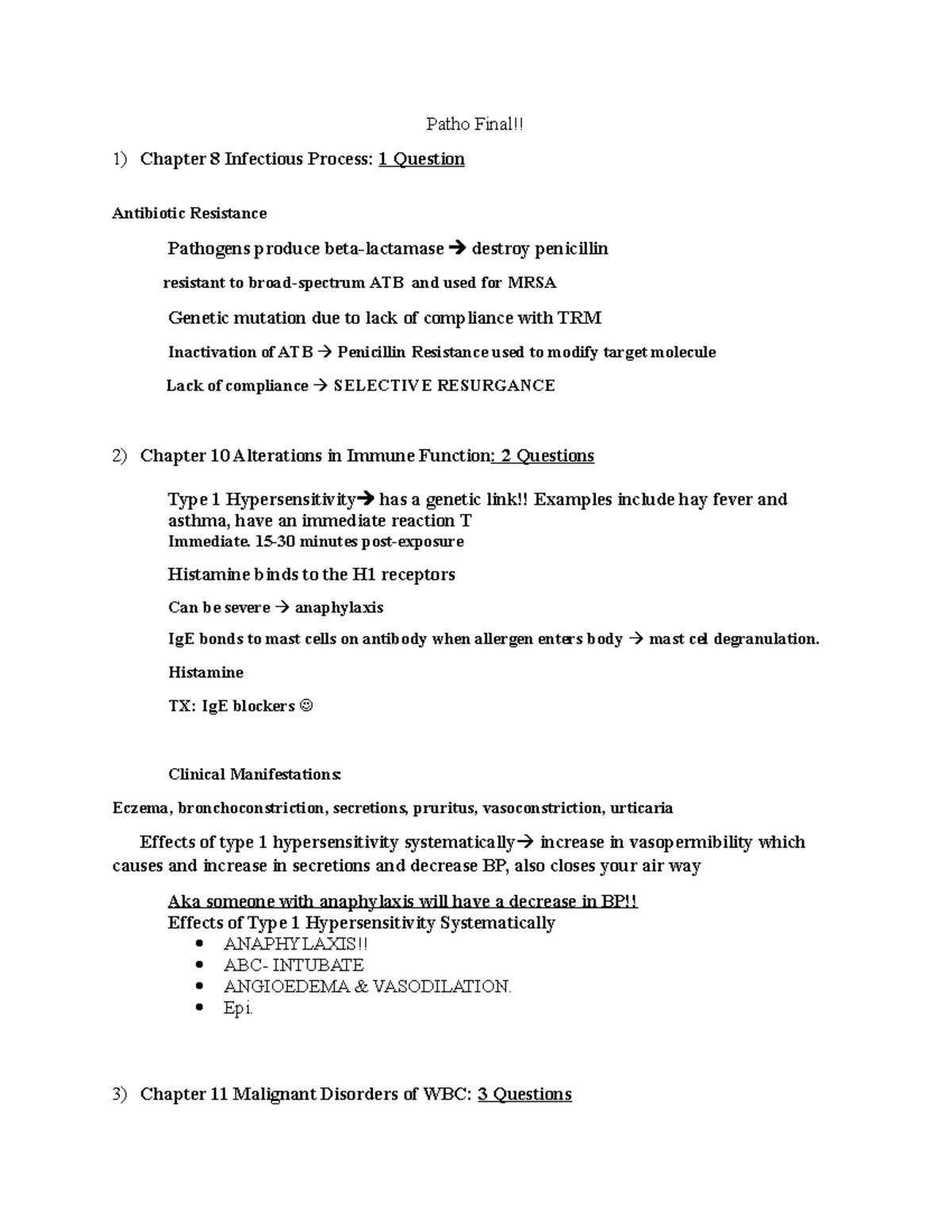 Patho Final - Patho Final!! Chapter 8 Infectious Process: 1 Question ...