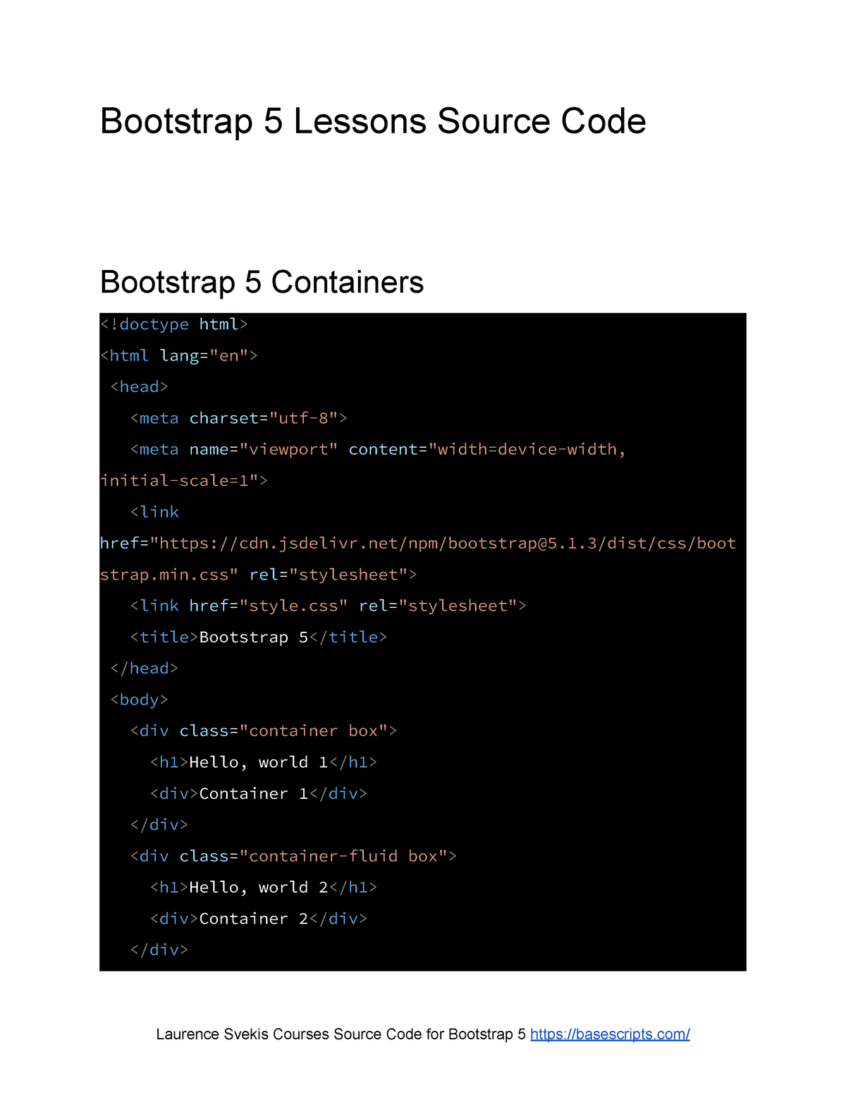 Bootstrap 5 Lessons Source Code - Jsdelivr/npm/bootstrap@5.1/dist/css ...