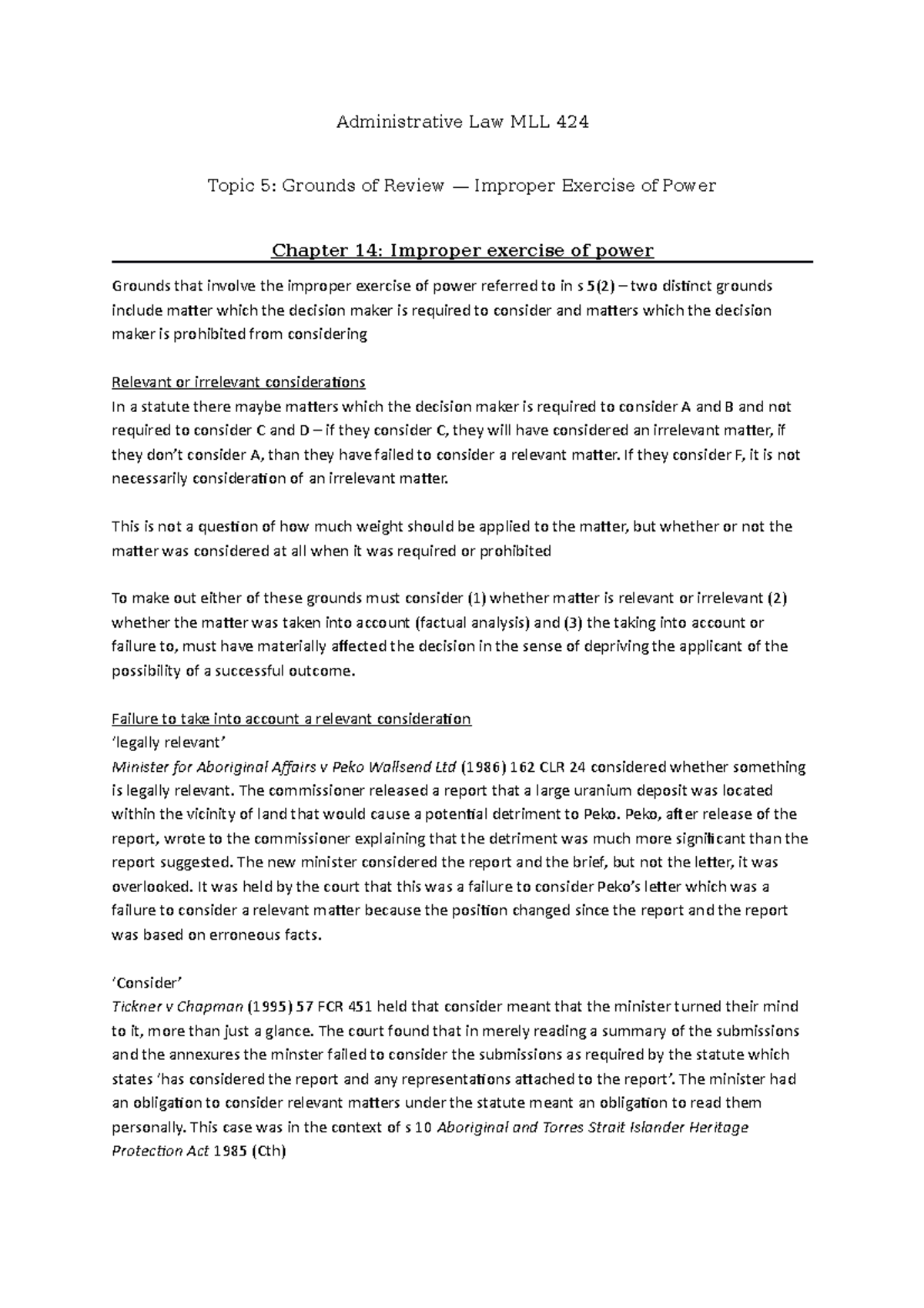 Exam Notes Topic 5 - grounds for review improper exercise of power ...
