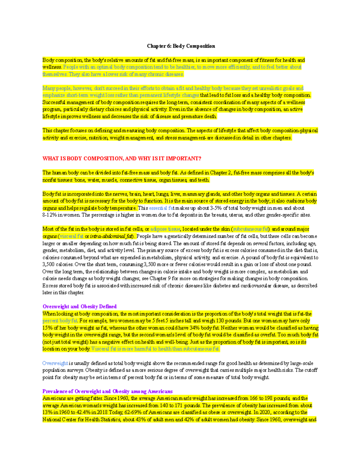 Personal Health: Chapter 6: Body Composition - Chapter 6: Body ...