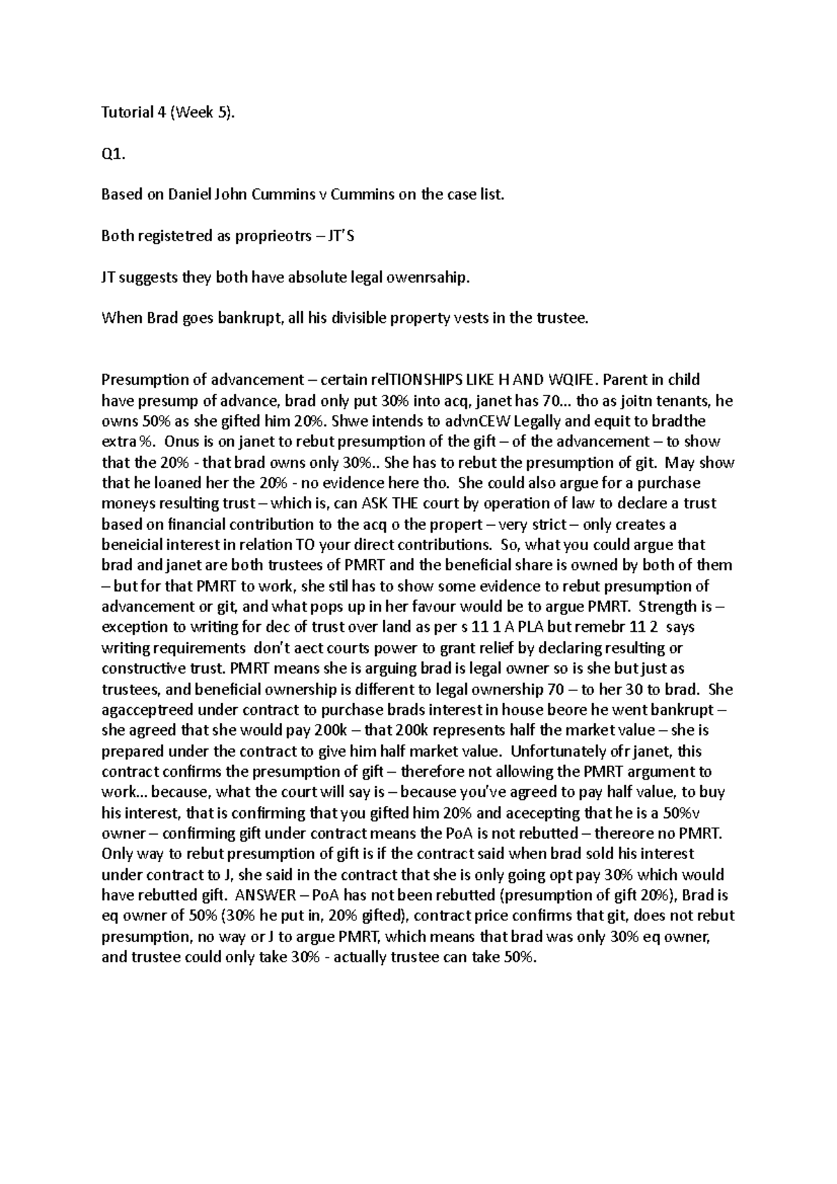 Tutorial 4 Week 5 Tutorial 4 (Week 5). Q1. Based on Daniel John