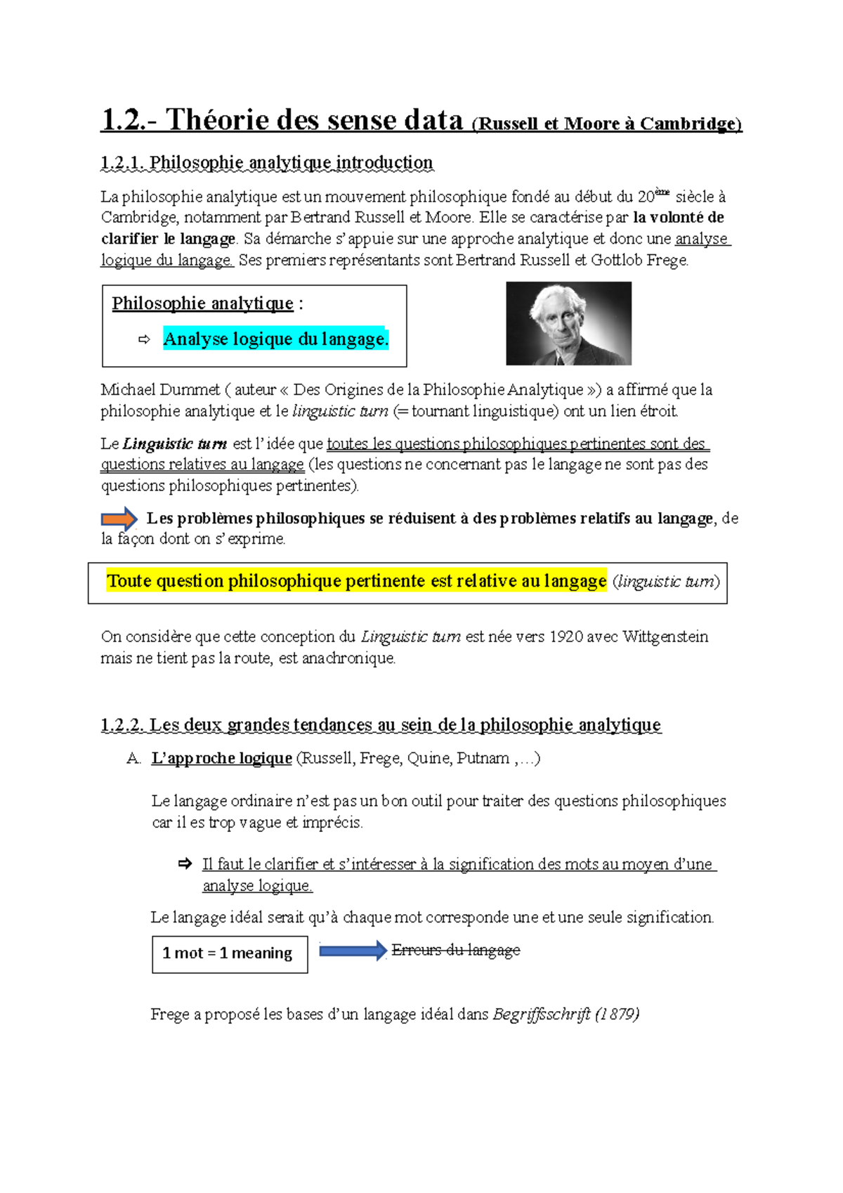 Bertrand Russell Problèmes De Philosophie Corrigé 1.2 Ecole de Cambridge - Notes de cours 2 - 1.- Théorie des sense data ( Russell et Moore à - Studocu