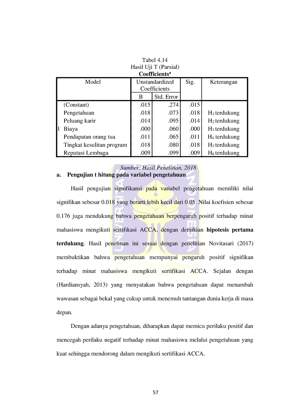 Faktor- Faktor YANG Mempengaruhi Minat 20 - 57 Tabel 4. Hasil Uji T ...