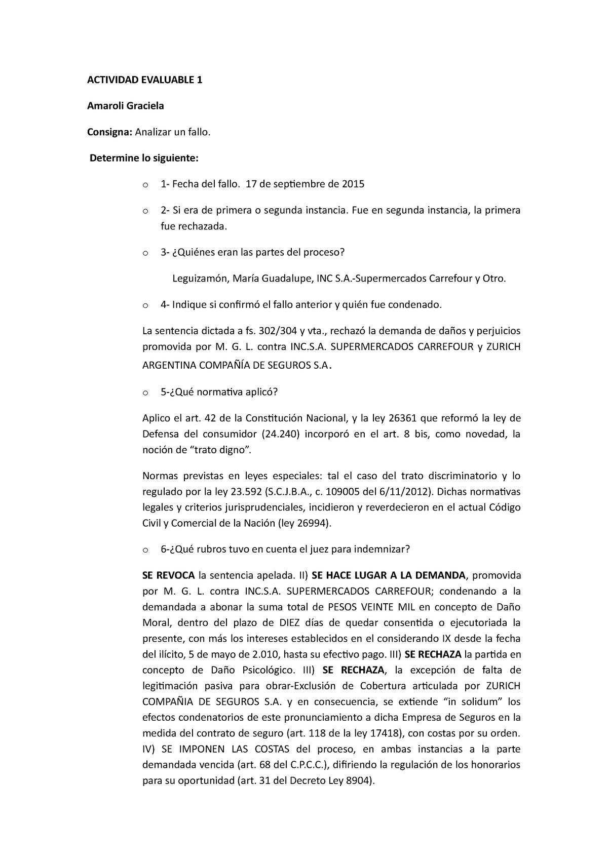 Actividad Evaluable 1 Dpp Actividad Evaluable 1 Amaroli Graciela Consigna Analizar Un Fallo 2139