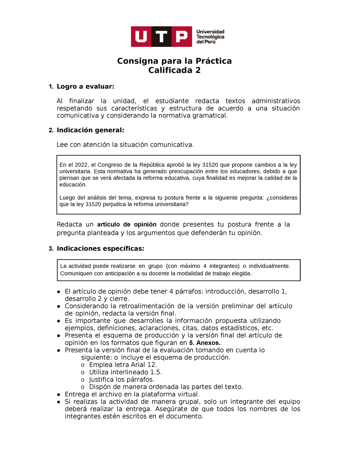 Consigna PC2 DE CRT2-2 - Consigna Para La Práctica Calificada 2 Logro A ...