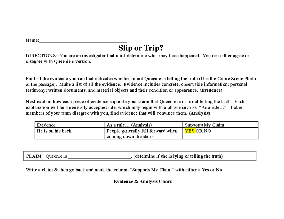 slip or trip assignment answer key