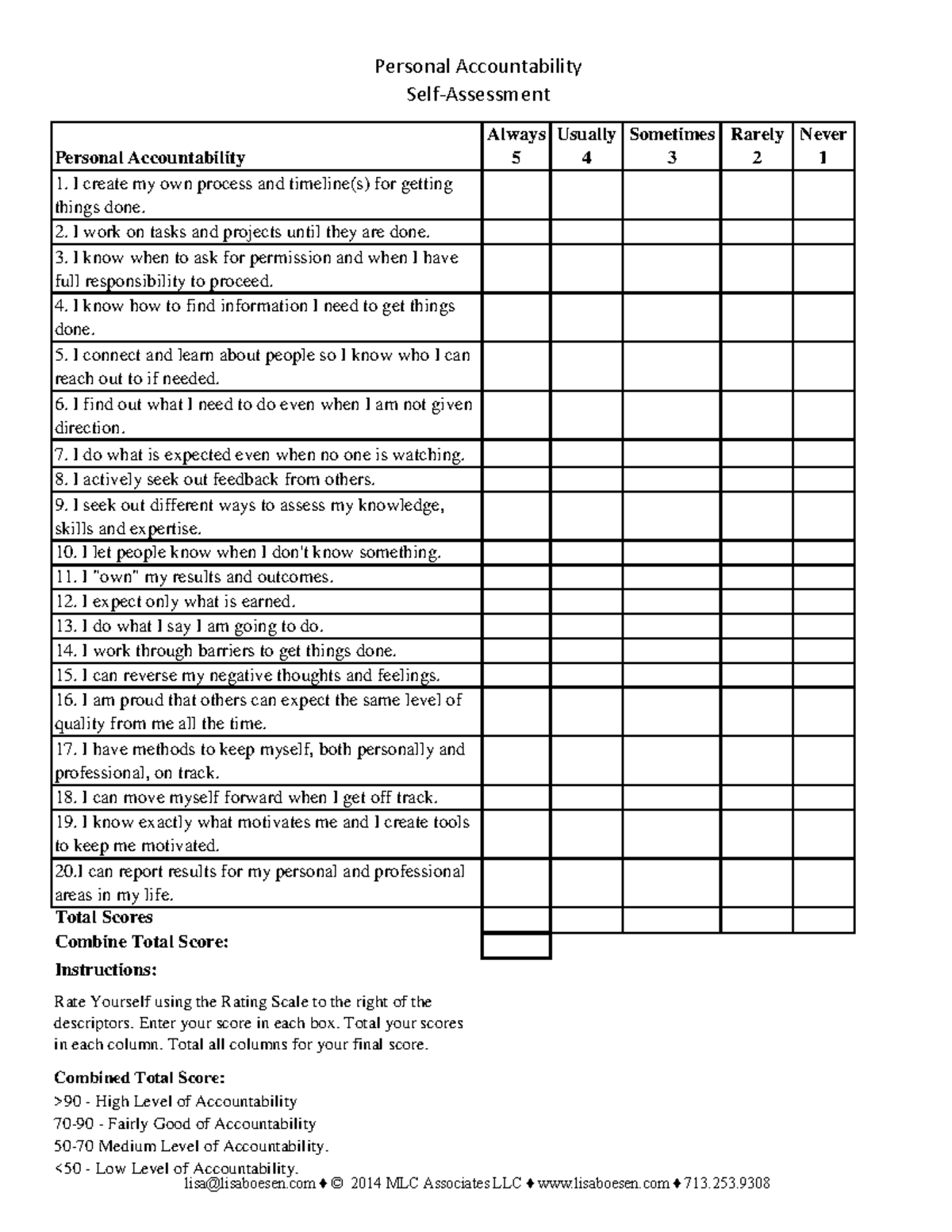 Examples Of Accountability For Self Evaluation