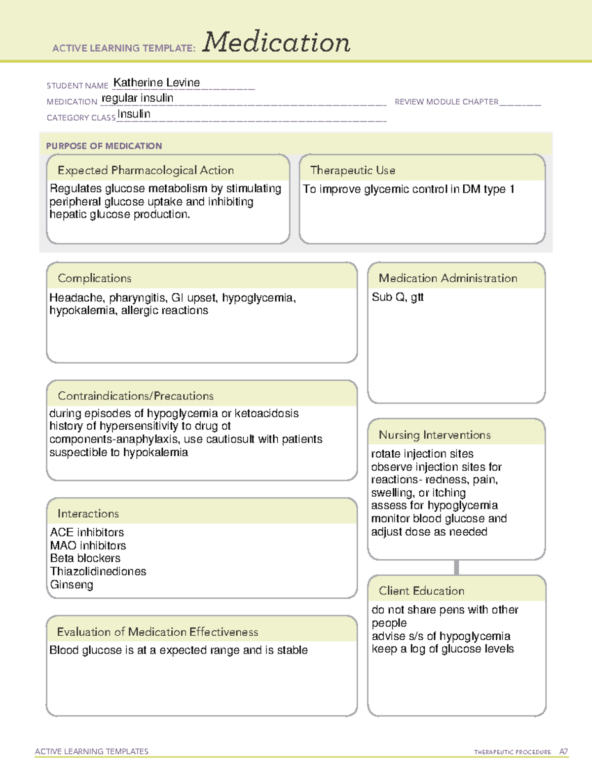 ALT insulin - ATI - ACTIVE LEARNING TEMPLATES TherapeuTic procedure A ...