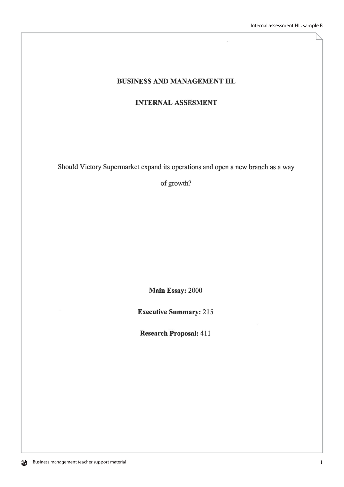 06 HL IA B BM En - Internal Assessment Samples - Business Management ...