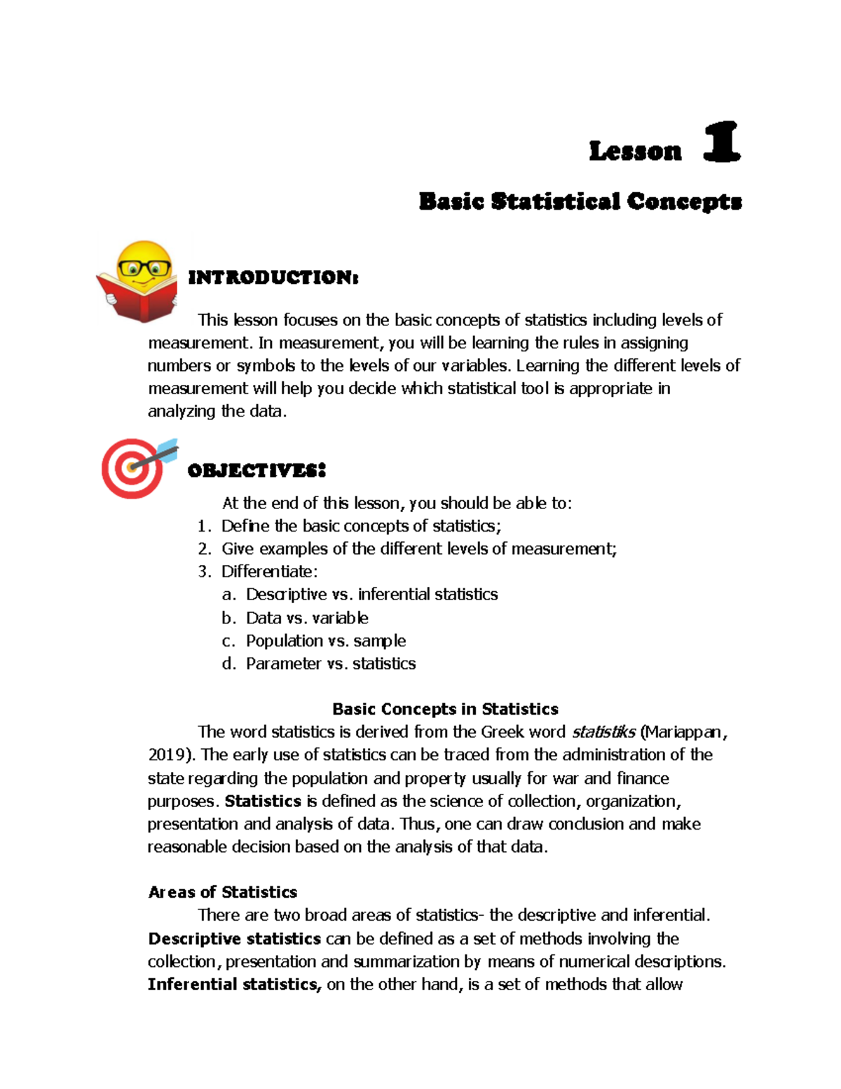 Lesson-1 Basic-Concepts-in-Statistics - INTRODUCTION: OBJECTIVES ...