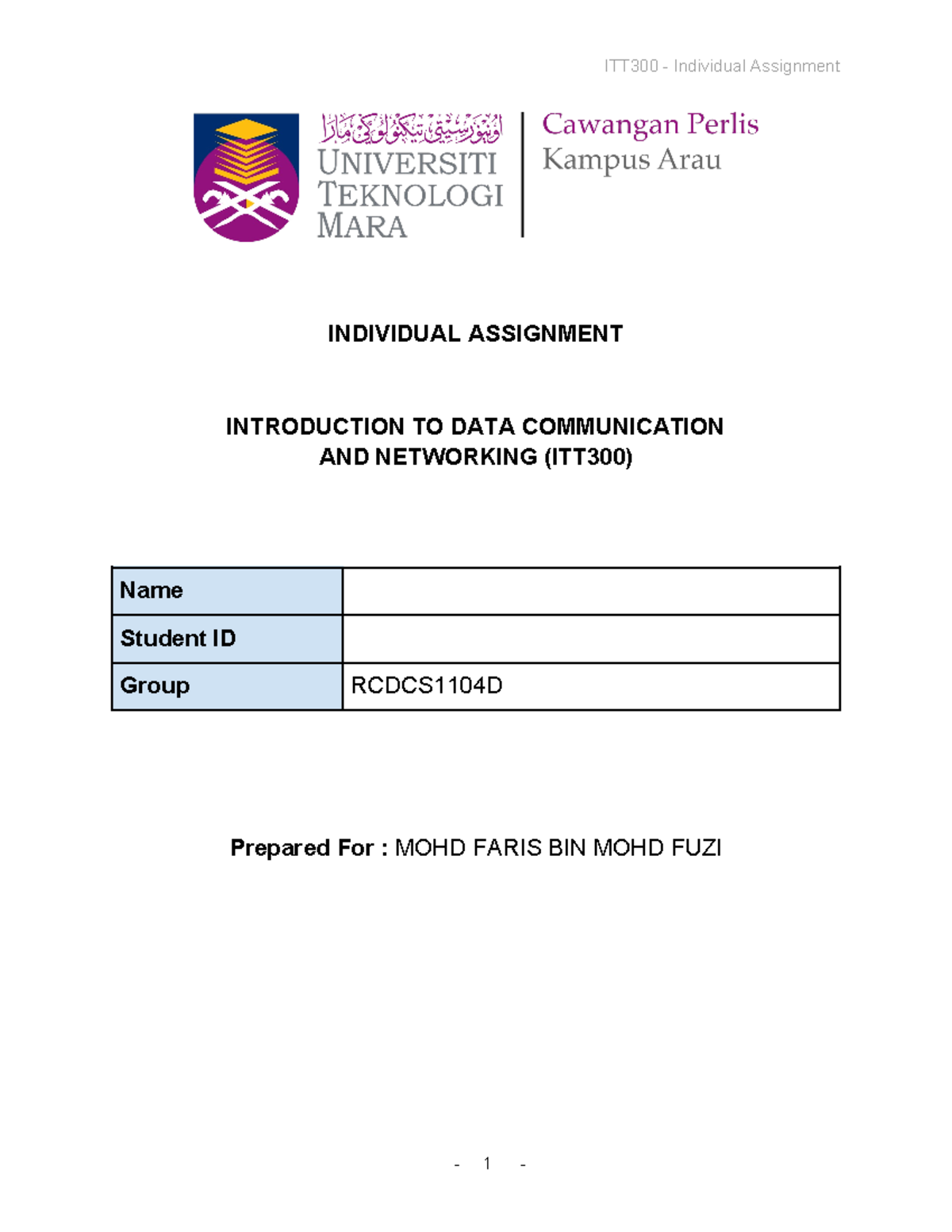 Template ITT300-Individual Assigment - Digital electronics - ITT300 ...