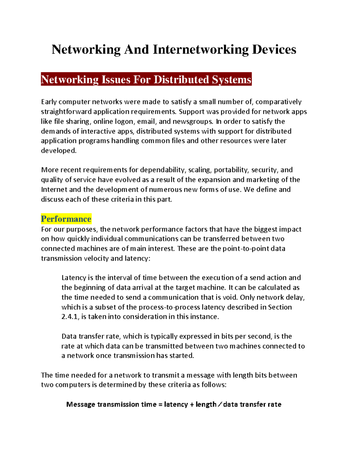 Networking Issues For Distributed Systems P1 - Networking And ...