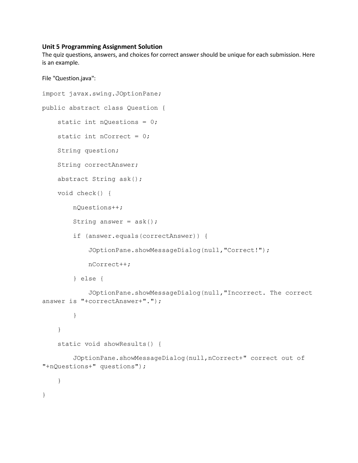 Unit 5 Programming Assignment Solution - Unit 5 Programming Assignment ...