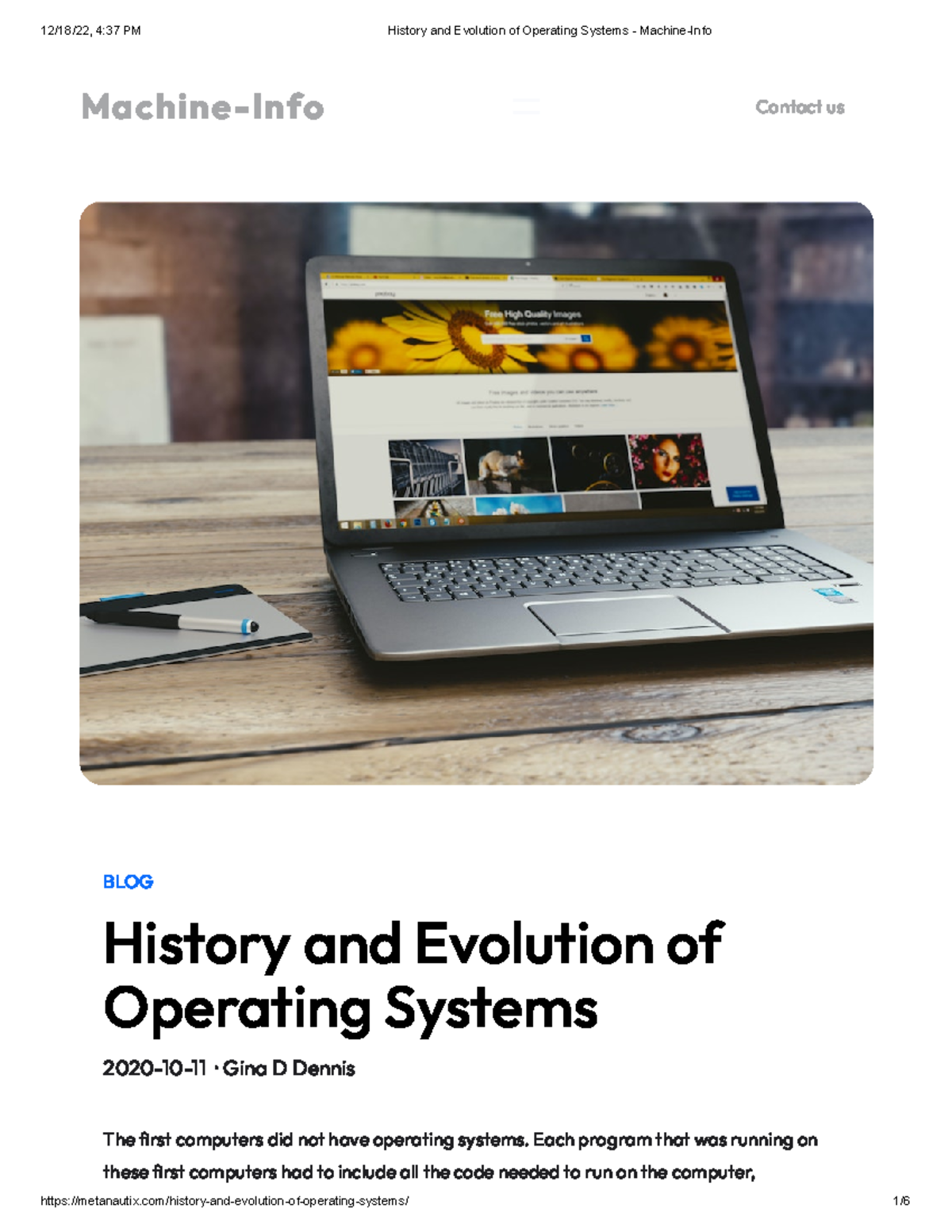 01 History and Evolution of Operating Systems - Machine-Info Contact us ...