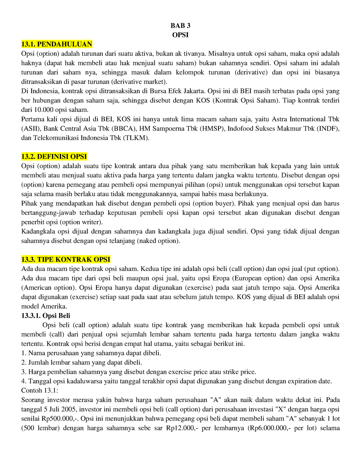 TIPM 3 - MATERI TEORI INVESTASI DAN PASAR MODAL TENTANG OPSI - BAB 3 ...