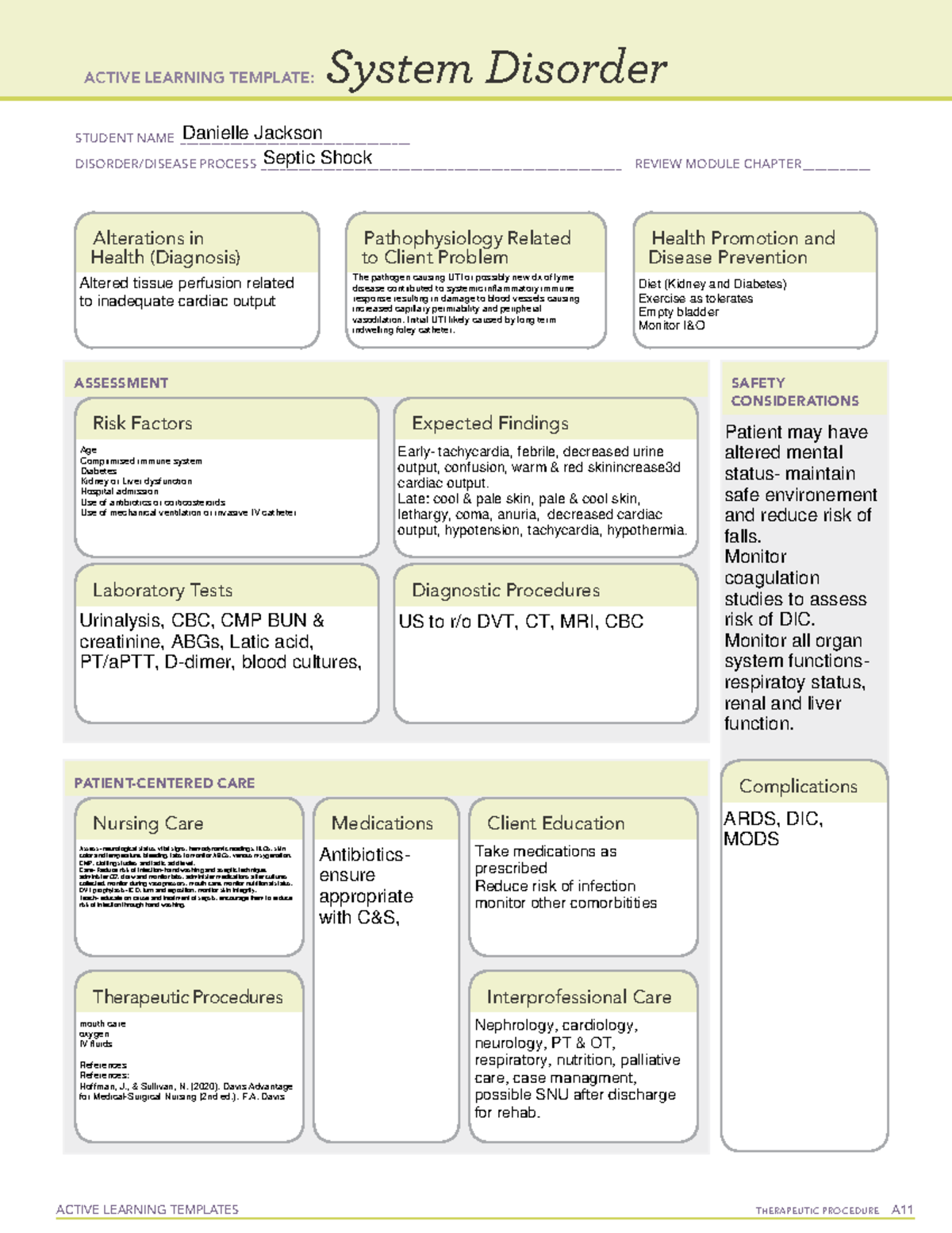 Septic Shock System Disorder - PHED 323 - Studocu