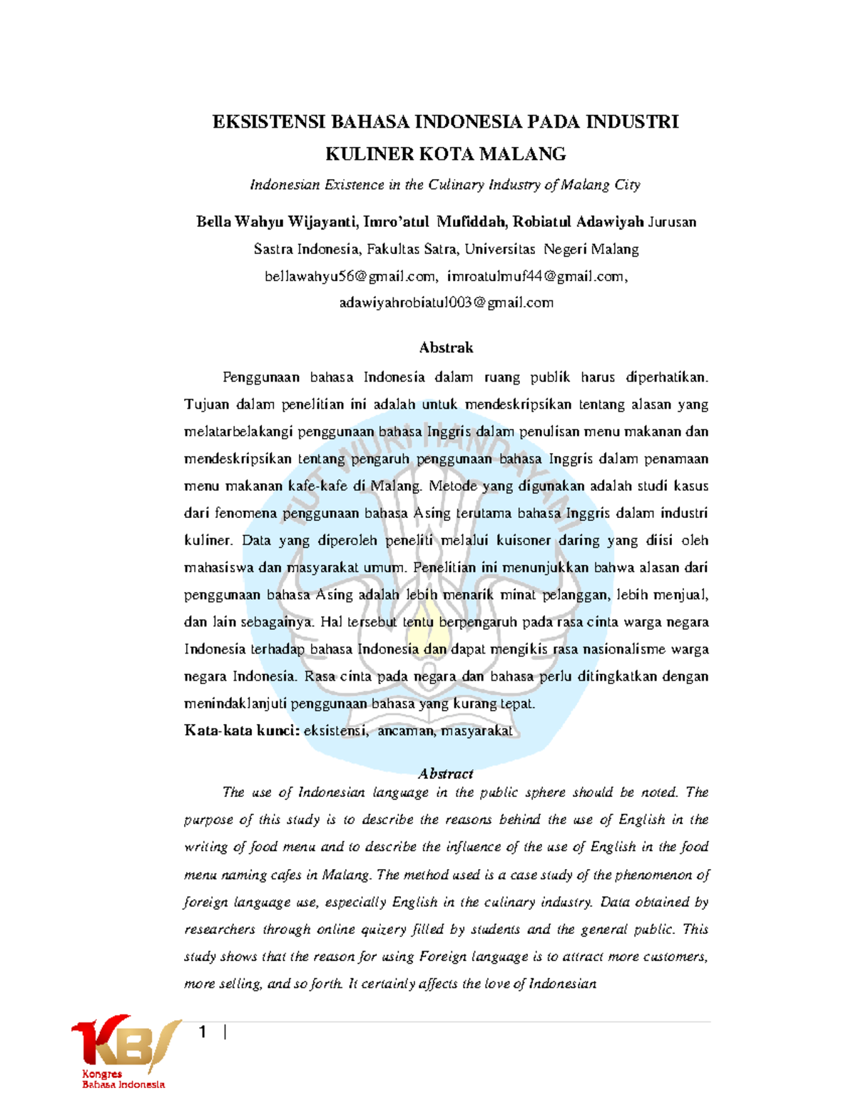 Ijihgbugugggggggg - EKSISTENSI BAHASA INDONESIA PADA INDUSTRI KULINER ...