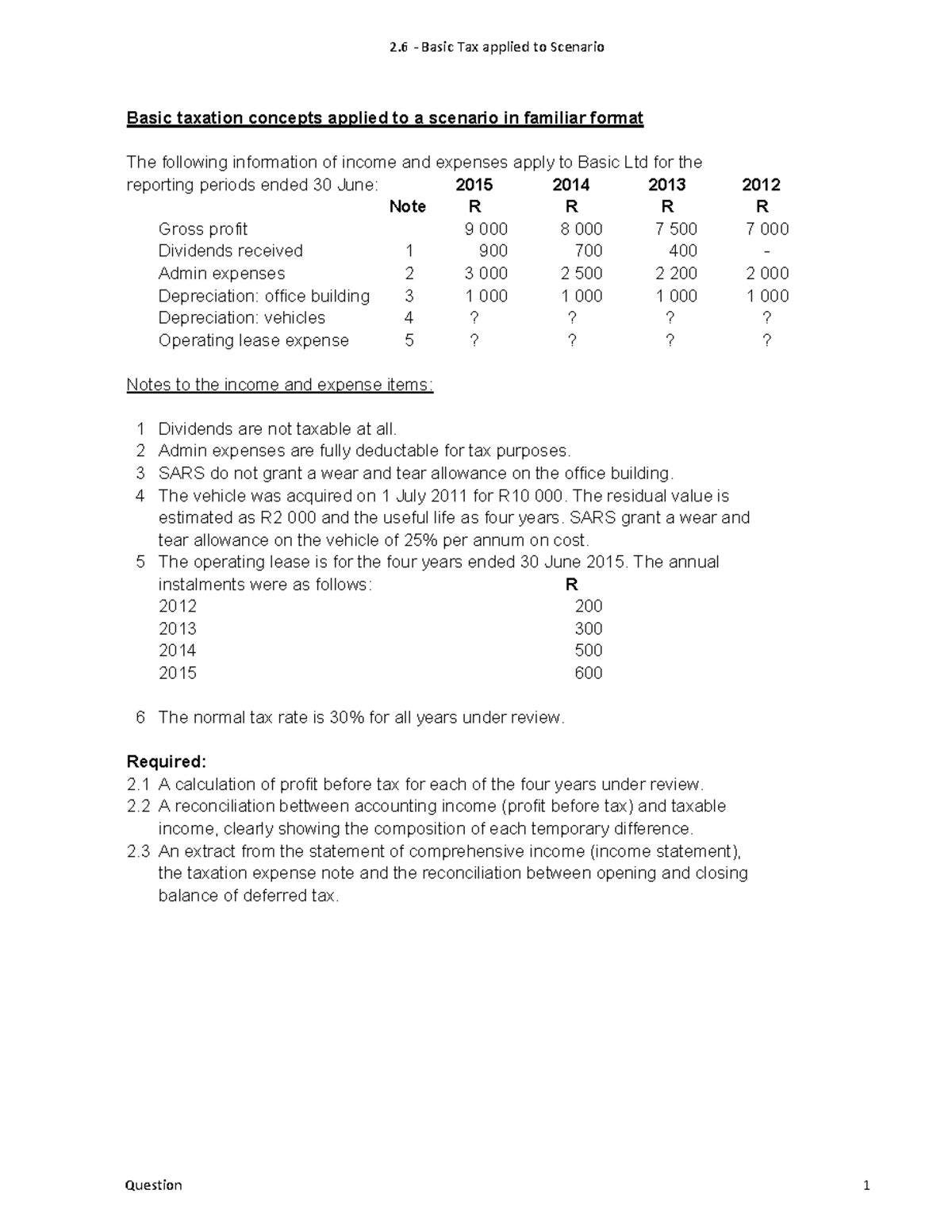 2.6 - Basic Tax applied to Scenario - Basic taxation concepts applied ...