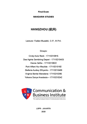 All About Hangzhou Studocu