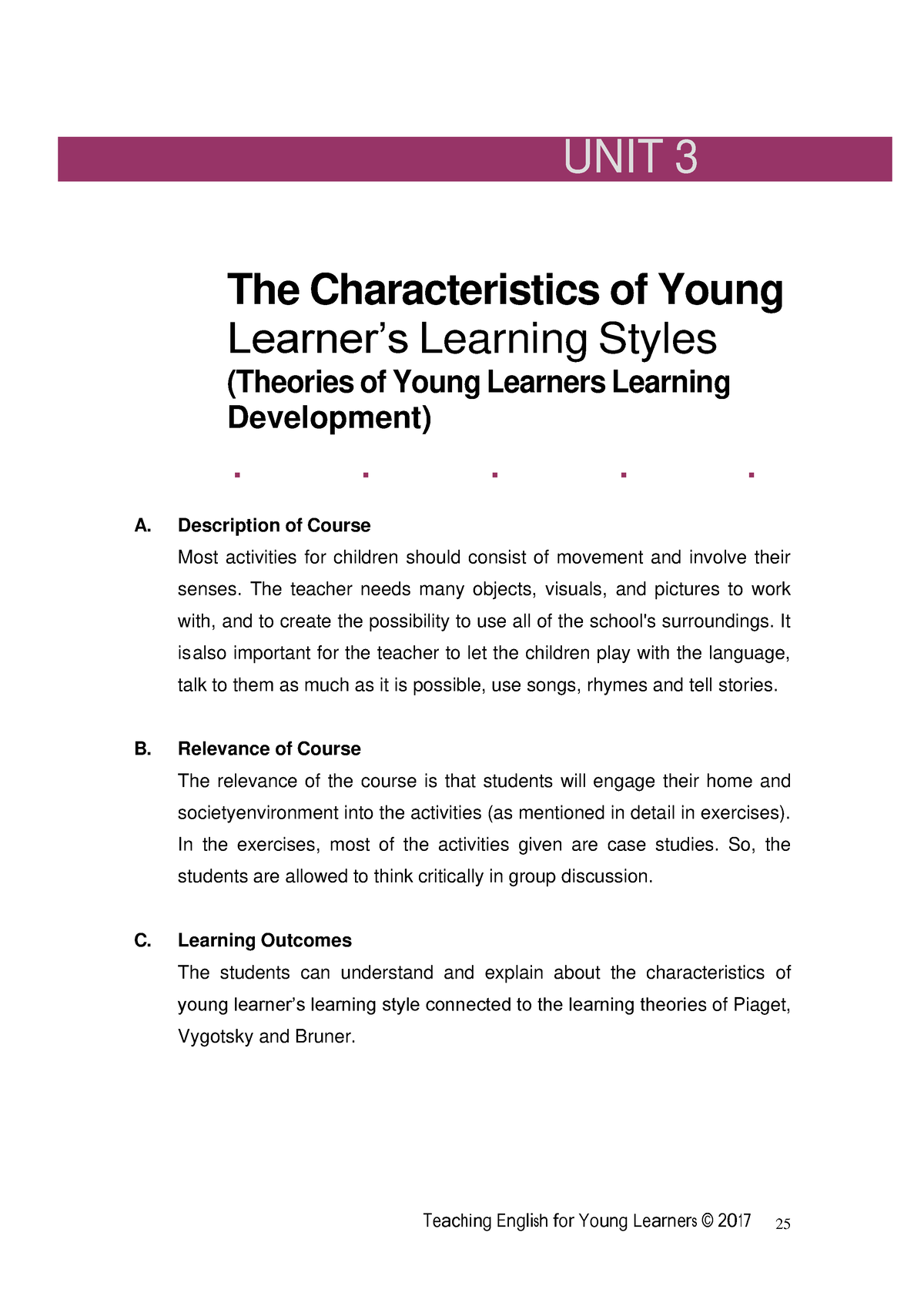 characteristics of young learners essay