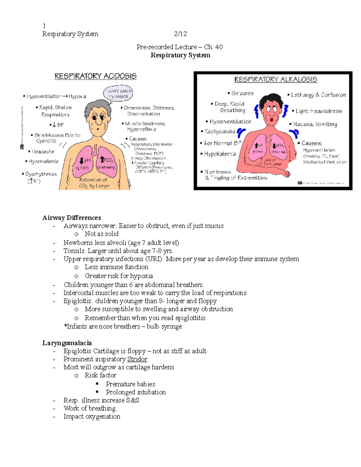 Respiratory Lecture Respiratory System 2 Pre Recorded Lecture Ch