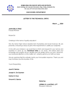 Letter-TO-THE- Critic Template done - SUMULONG COLLEGE OF ARTS AND ...