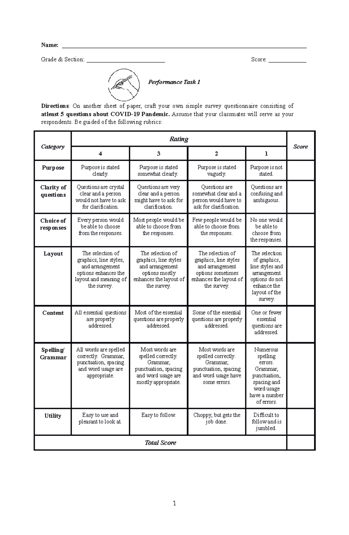 MATH 7 Q4 Performance Task 1 WK1-2 - Name: - Studocu