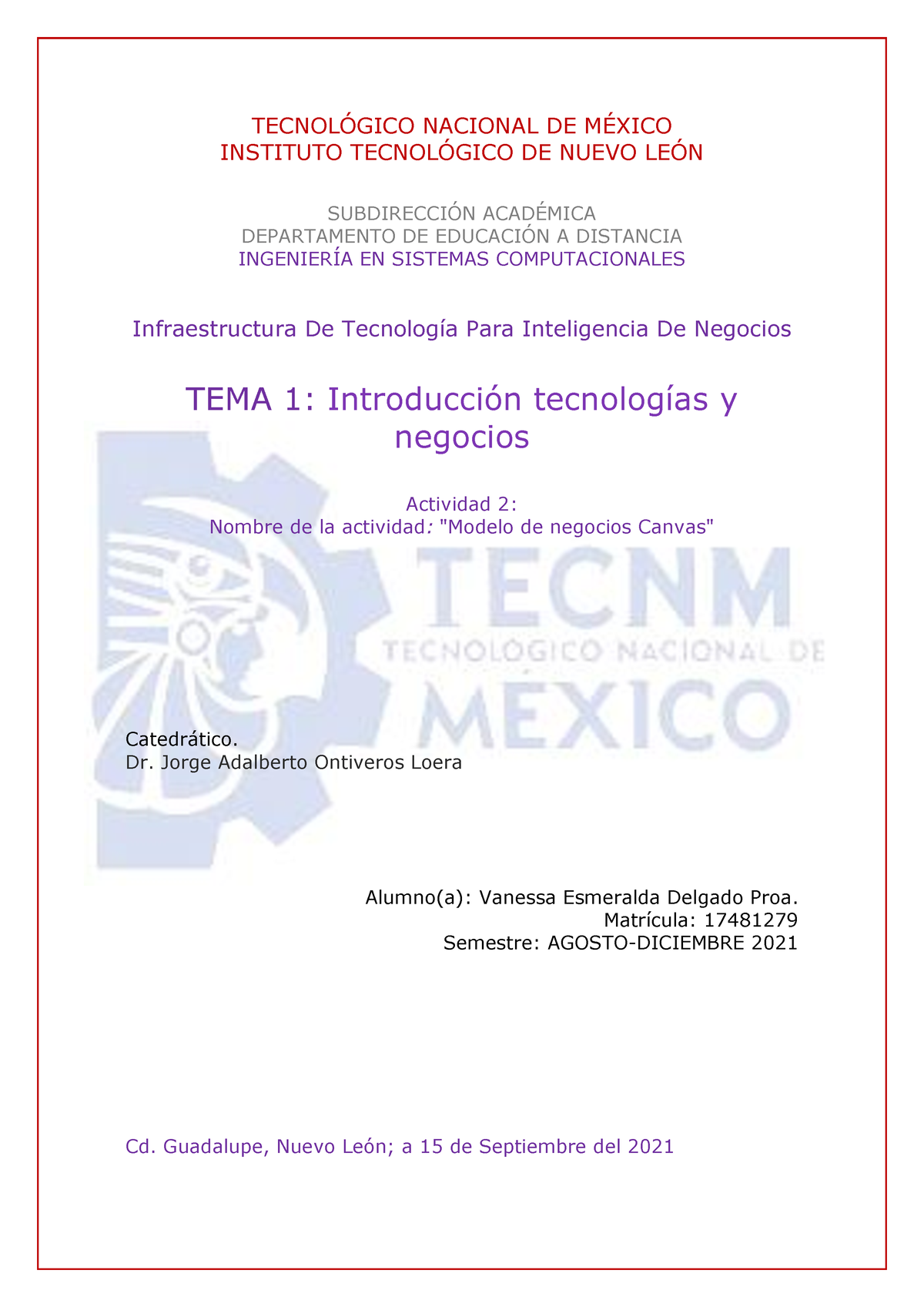 ACT2 - Doc - TECNOLÓGICO NACIONAL DE MÉXICO INSTITUTO TECNOL”GICO DE ...