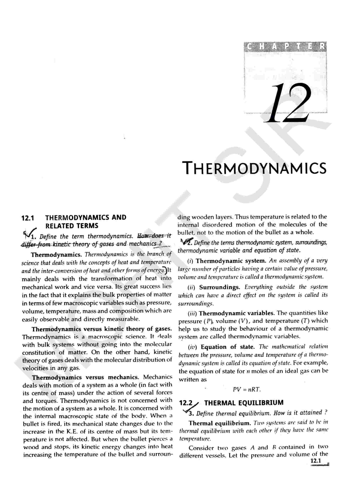 11 SL CH 12 Thermodynamics - B.Tech. - Studocu