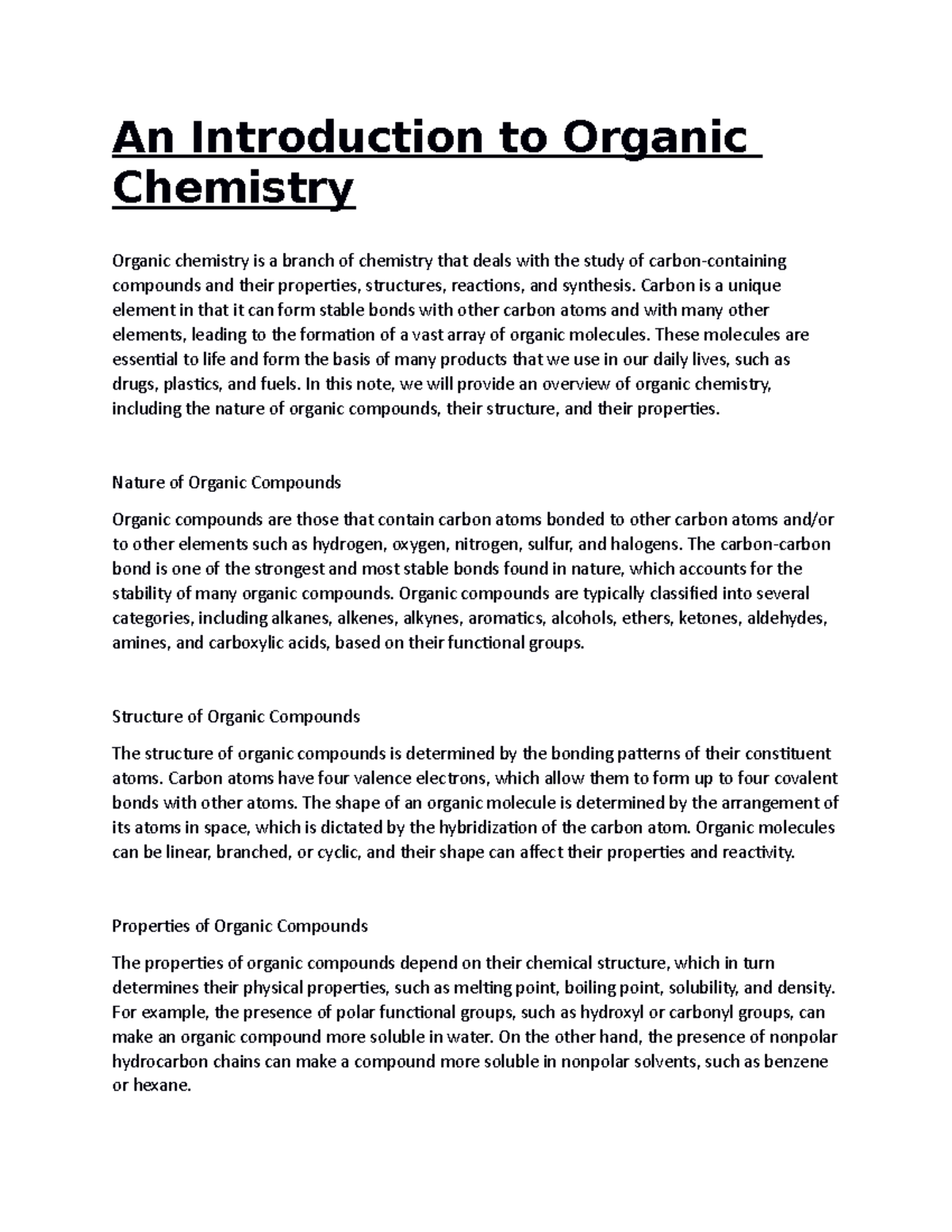 Introduction To Organic Chemistry - An Introduction To Organic ...