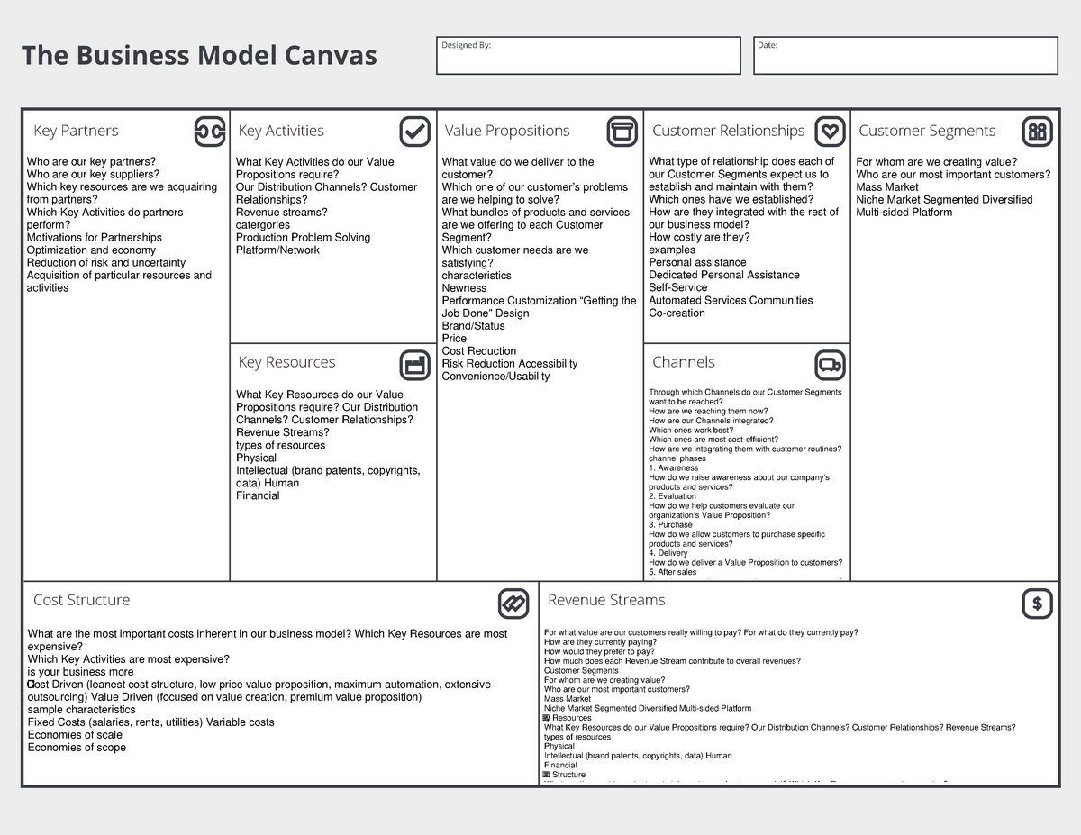 Business Model Canvas Studocu