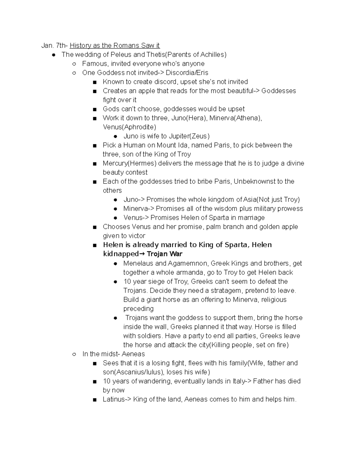 Roman Civilization (CLA 1102) History Lecture Notes - Jan. 7th- History ...