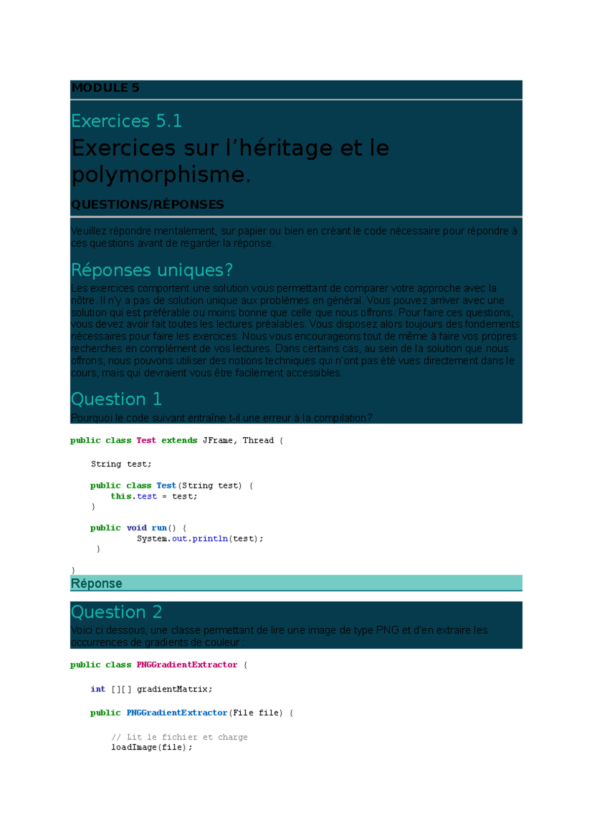 Module 3 - VVS - MODULE 5 Exercices 5. Exercices Sur L’héritage Et Le ...