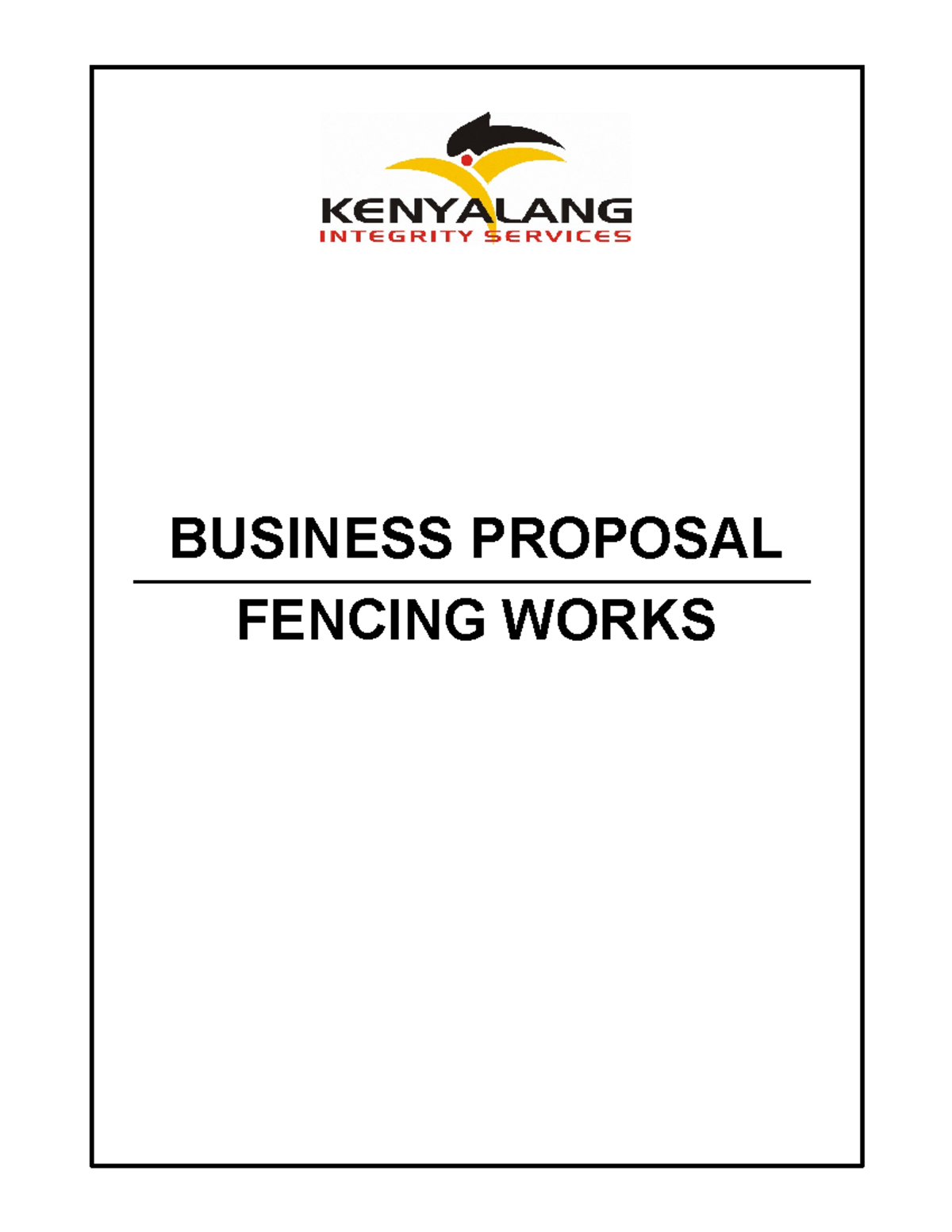 Business Proposal Fencing BUSINESS PROPOSAL FENCING WORKS TABLE OF