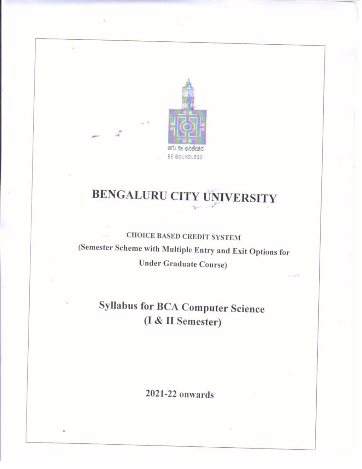 BCA Computer Sci. Syllabus I II Sem - NEP - BANGALORE CITY UNIVERSITY ...