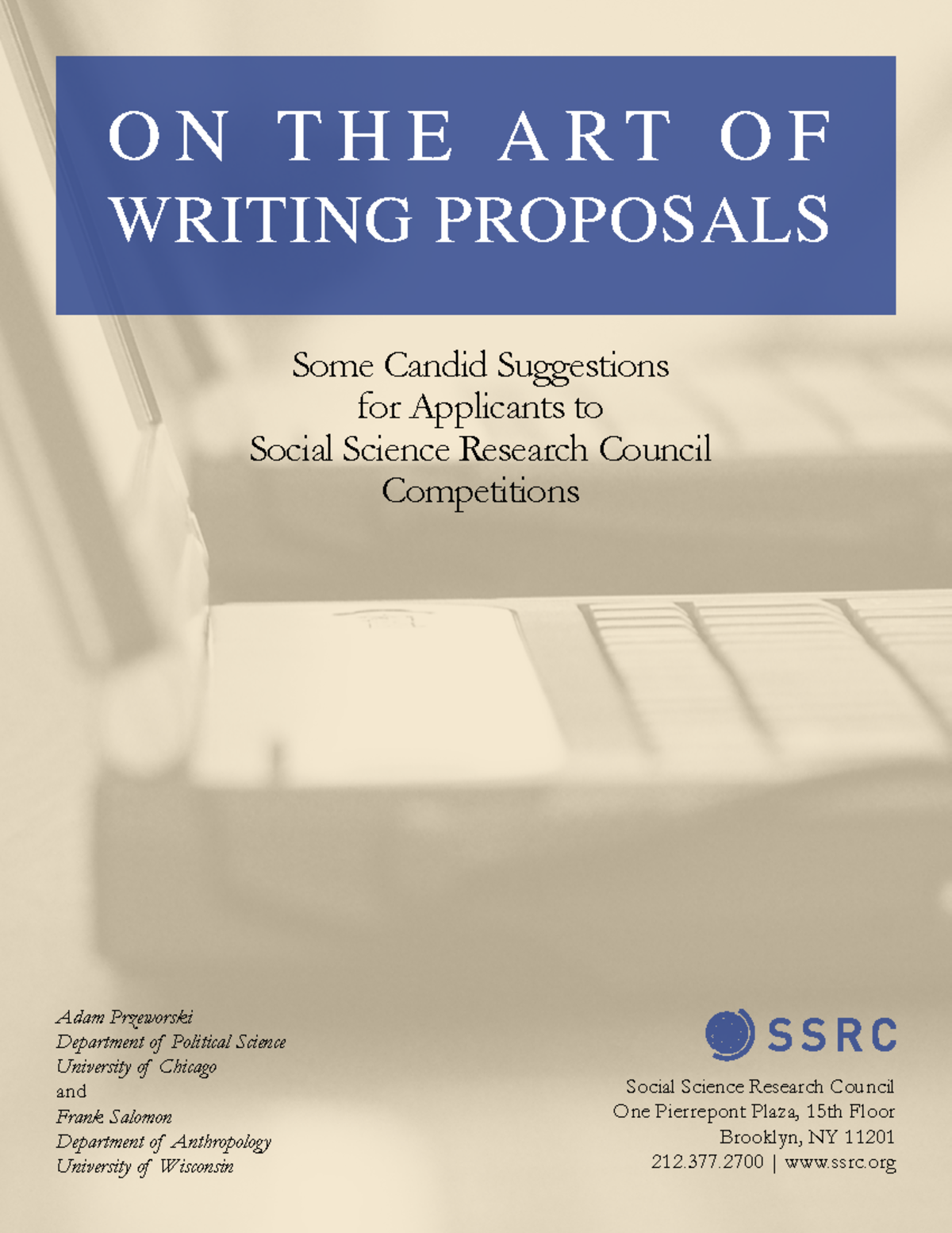 On the Art of Writing Proposals - O N T H E A R T O F WRITING PROPOSALS ...