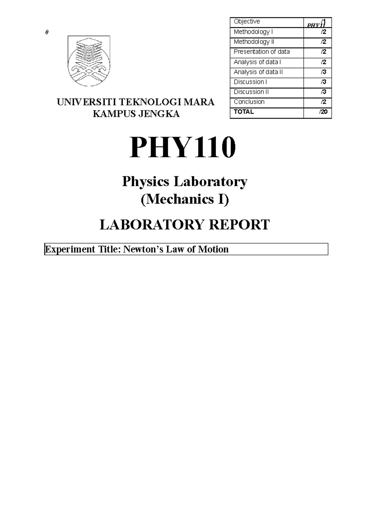 lab report physics matriculation semester 1 experiment 3