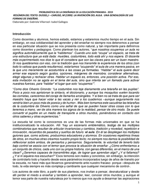 Resumen Texto Dussel La Invencion Del Aula RES MEN DEL TEXTO