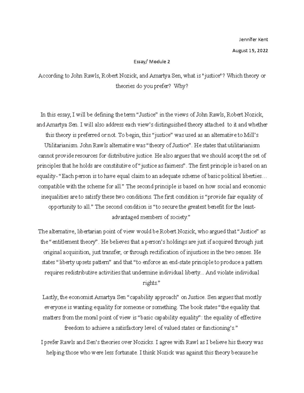 Jennifer Kent Module 2 - Essay - Jennifer Kent August 19, 2022 Essay ...