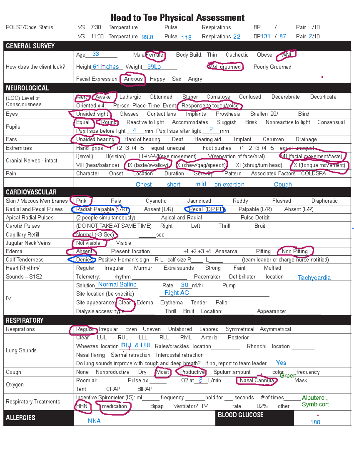 Head to Toe Patient Assessment Form Fall 2018 (2) J.H female - Head to ...