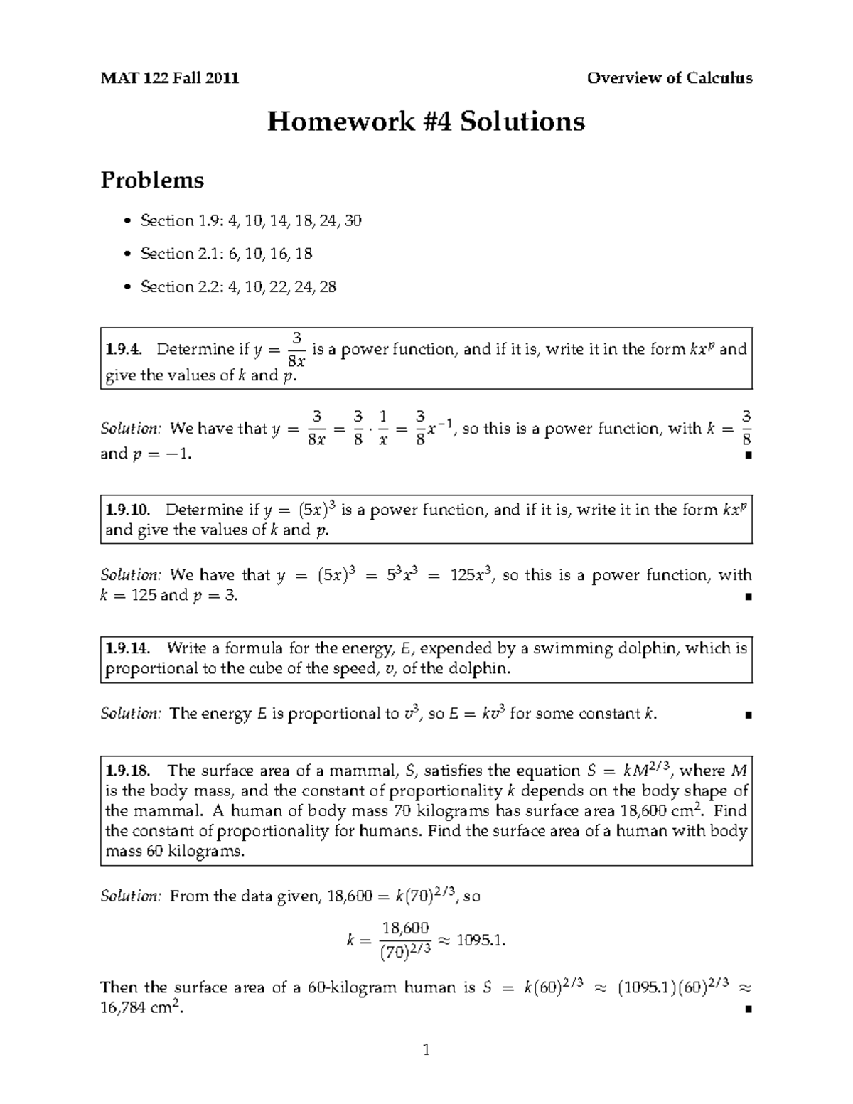 Hw-04-solutions - Homework Solutions - Homework #4 Solutions Problems ...