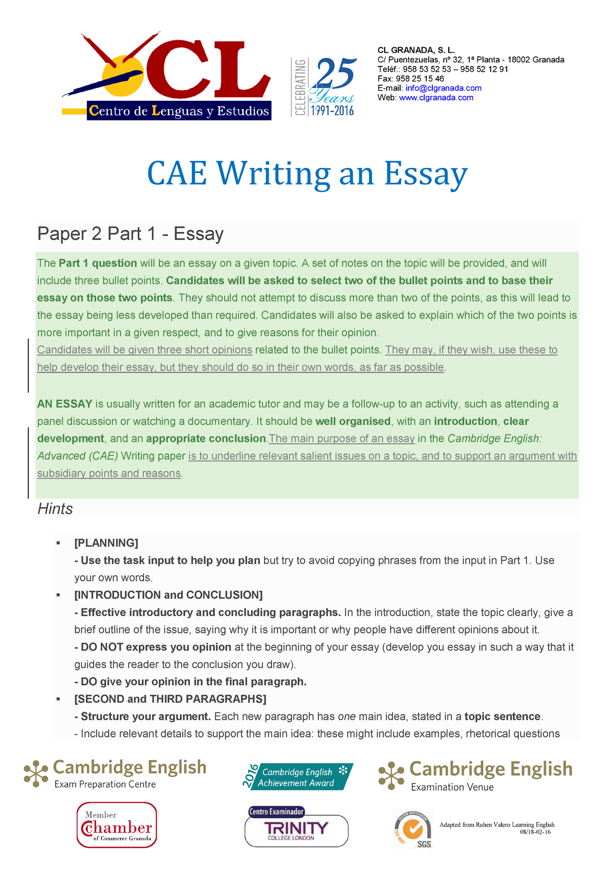 cae writing essay expressions