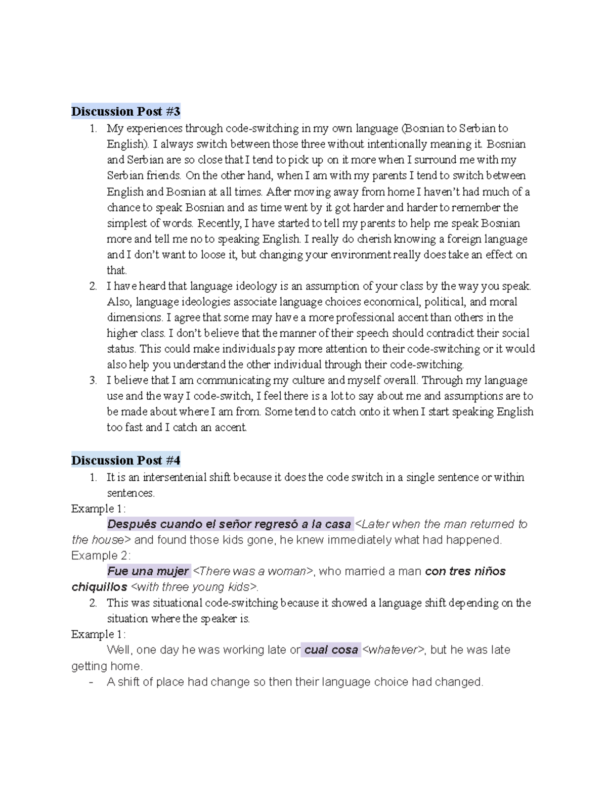 Discussion Posts - Discussion Post My experiences through code ...