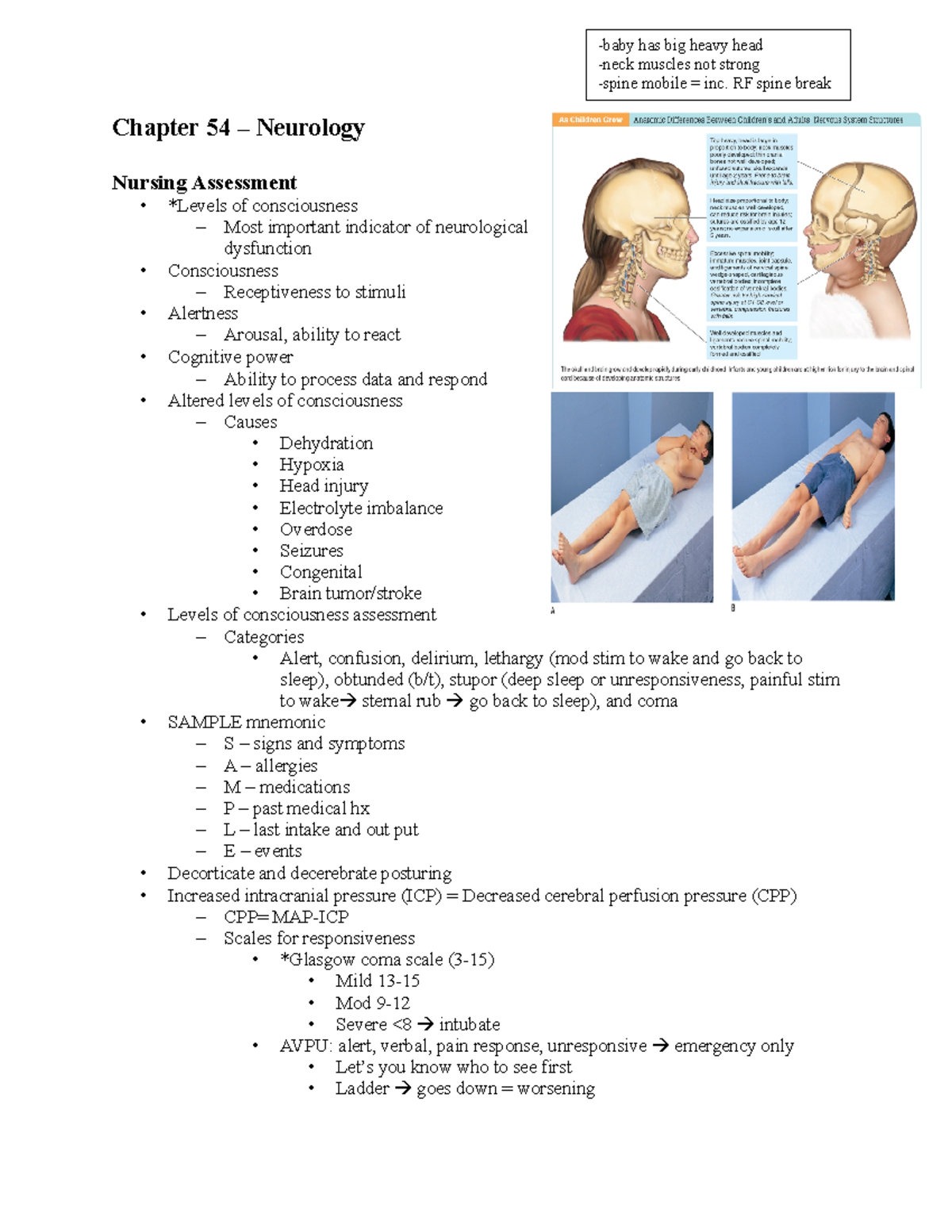 Chapter 54 Neurology peds - Chapter 54 – Neurology Nursing Assessment ...